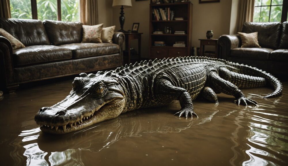 crocodile enters flooded home