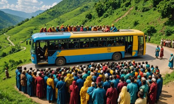 bus terguling semua aman