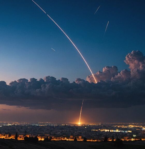 langit di atas Israel badai